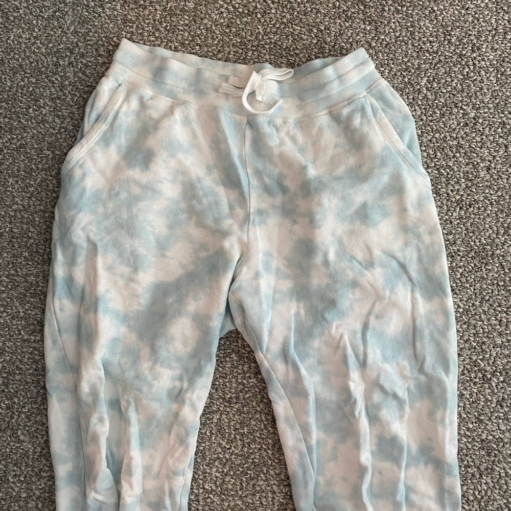 Blue and white tie dye sweatpants by Rails